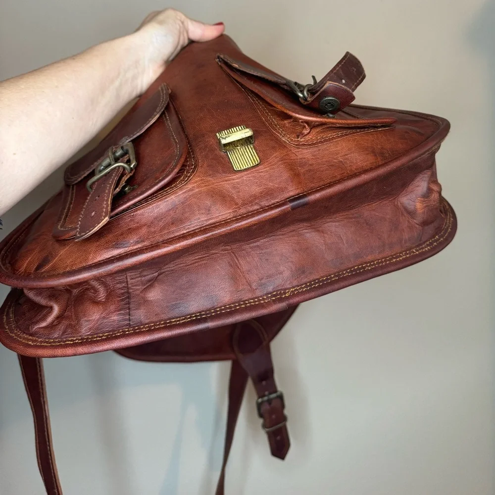 Komal’s Passion Leather‎ Brown Satchel Messenger Bag